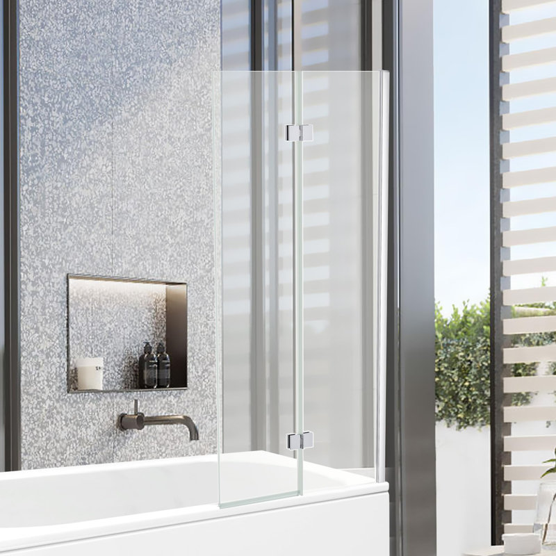 VeeBath Curved Bath Screen with Towel Rail - 1435 x 720mm