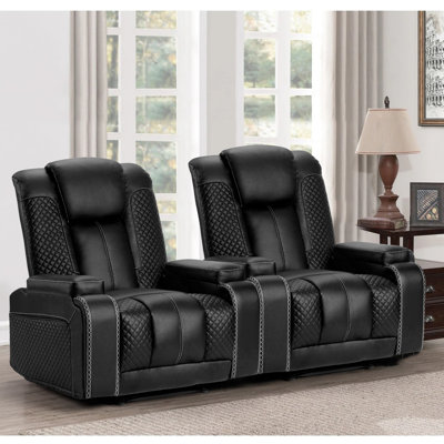 37'' Wide Modern And Overstuffed Breathable Leather Reclining Home Theater Seat (Set Of 2)