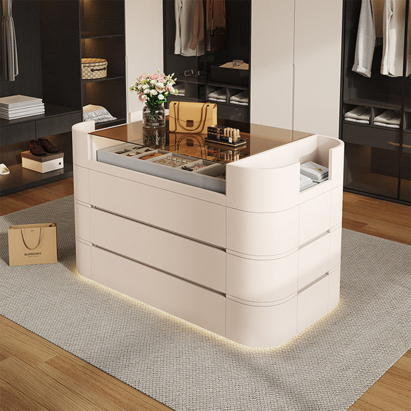 47.24"Beige jewelry display cabinet storage cabinet