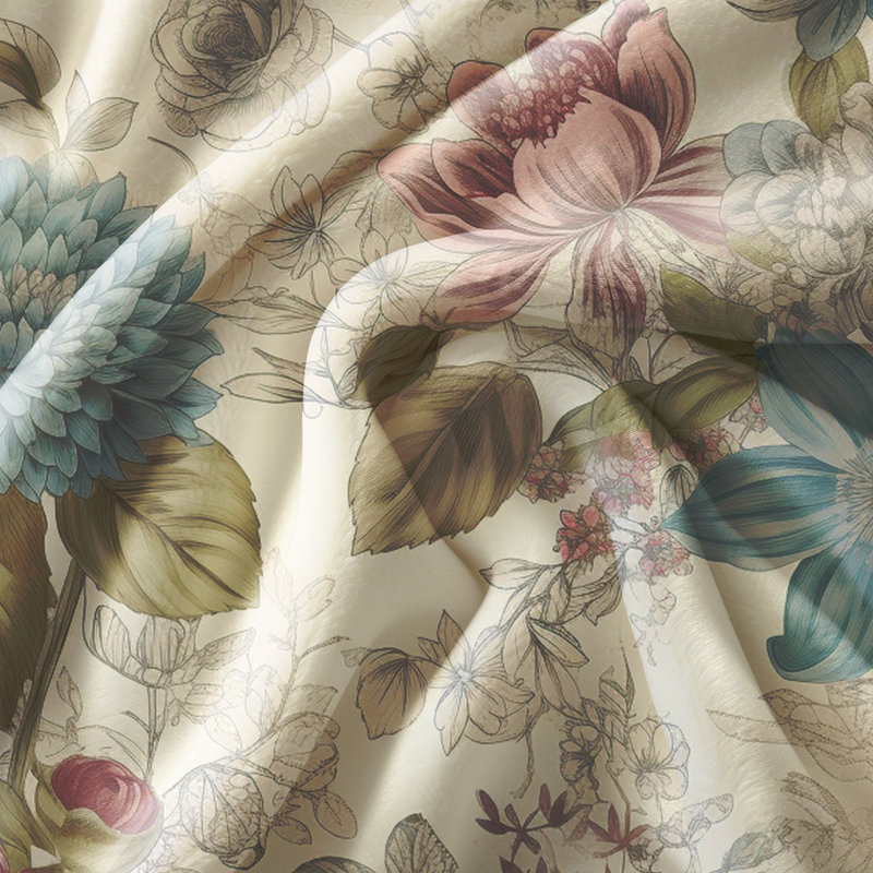 Jeté , L 51 po x L 60 po, Floral, Brun clair / rose / bleu / vert