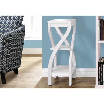 Table d'appoint carrée à 3 niveaux, en panneaux de particules, 1 pièce, table d'appoint/support pour plantes, blanche, 81 cm de hauteur avec 2 tablettes de rangement