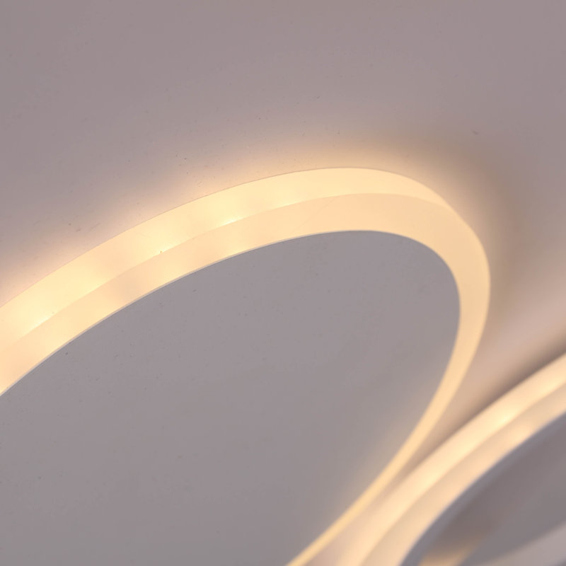 Lustre moderne 34 "à 5 anneaux DEL, plafonnier encastré avec télécommande, luminaire de plafond contemporain à intensité variable pour salon et chambre à coucher