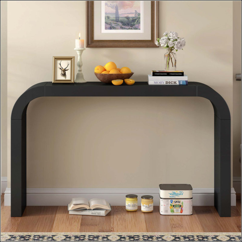 Wood 52'' Console Table, Black, 30.9" H x 52.25" W x 11.81" D