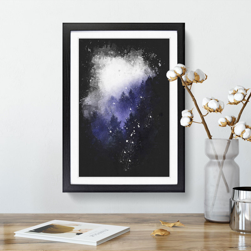 Forest Fog in Germany - Picture Frame Painting Print, 33cm H x 24cm W x 2cm D, Black Framed