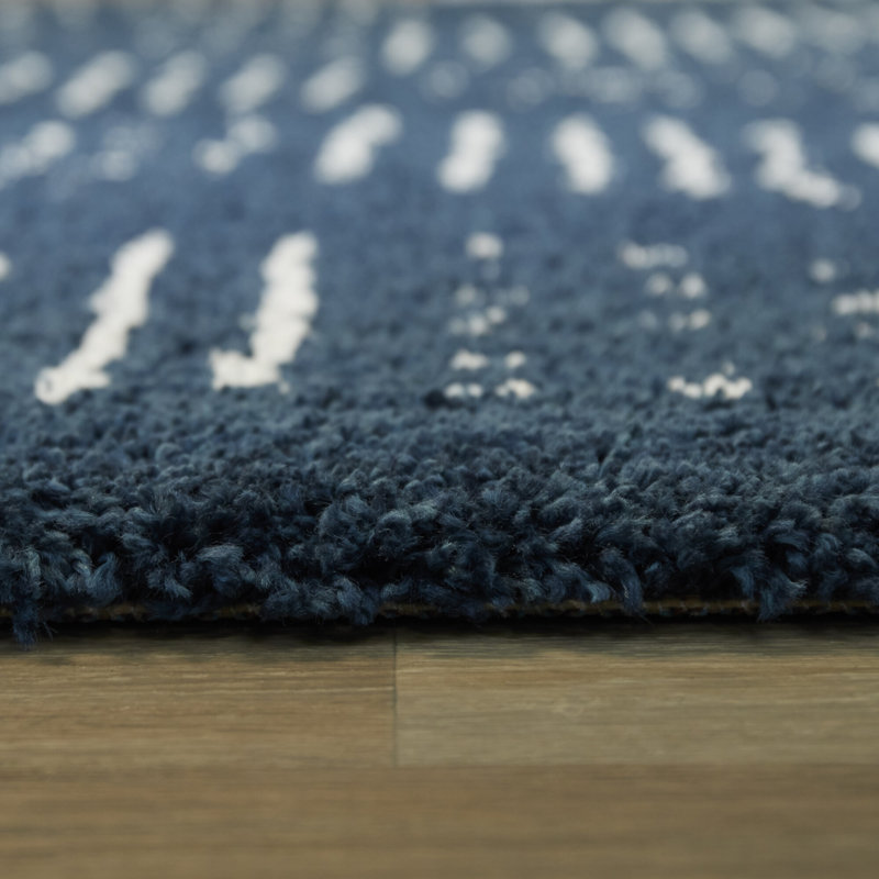 Crista Abstract Polka Dots Shag Area Rug, Runner 2'2" x 7'