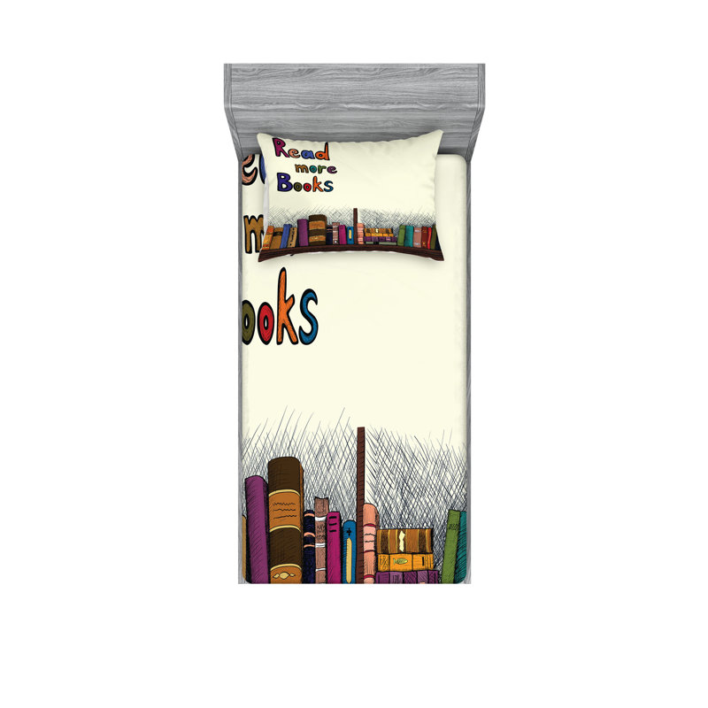 Multicolore drap-housse et coussin décoratif Ambesonne, Ensemble de draps-housses pour lit simple + 2 taie