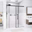 Porte de douche coulissante simple sans cadre l 60 po x H 72 po, verre fixe de 5 mm et verre coulissant de 6 mm, verre trempé transparent, poignée en acier inoxydable, noir mat-123766808