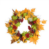 Maple Leaf Artificial Fall Harvest Wreath 22-Inch