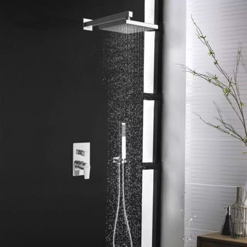 Panneau de douche élégant avec tête de pluie, jets de corps et affichage de la température à DEL