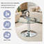 Table basse ronde en verre trempé de 27,5 po de diamètre - 17,7 po de hauteur, base en métal argenté, bordure luxueuse légère-760419708