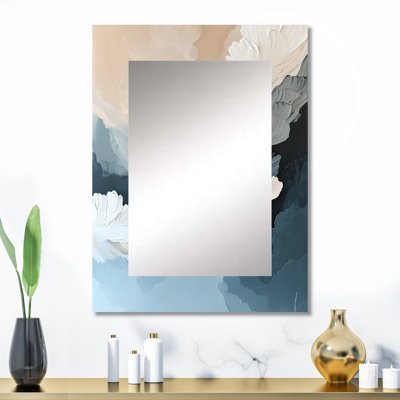 «White and Blue Brushstroke», peinture abstraite - miroir de collages abstraits