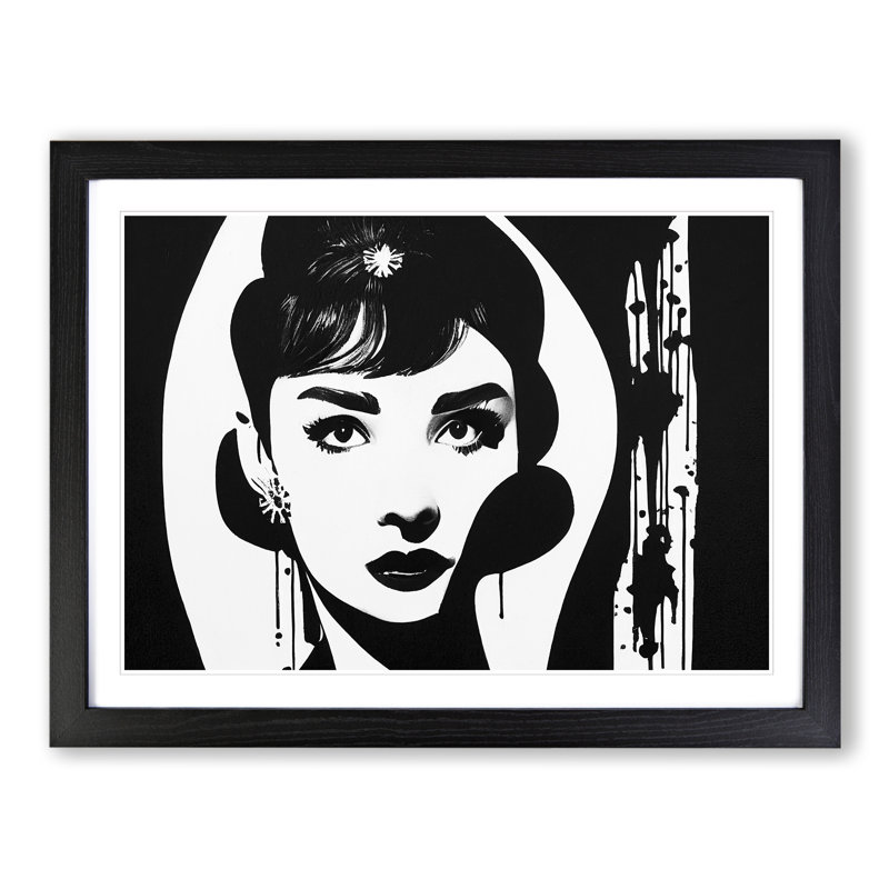 Audrey Hepburn Monochrome Vol.3 1 Piece Single Picture Frame Wall Art, 34cm H x 46cm W, Black