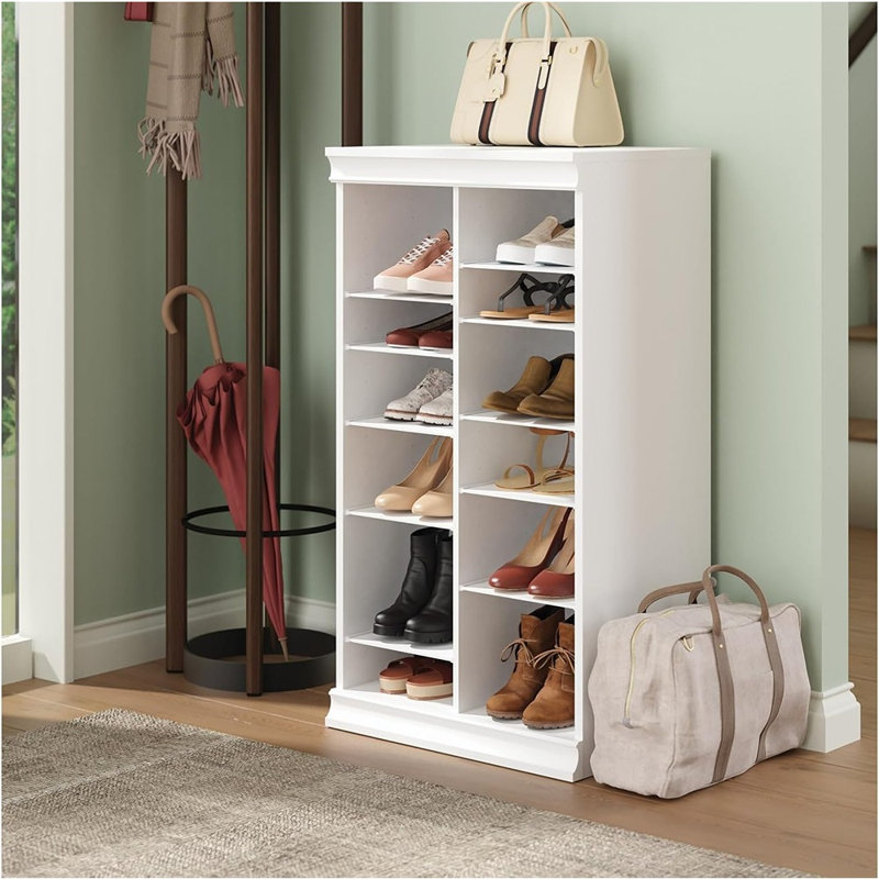 1-Unit Adjustable Divided Storage Shelving Unit Organizer, White Modular Closet Shelf, Durable Engineered Wood, Modern Minimalist Style