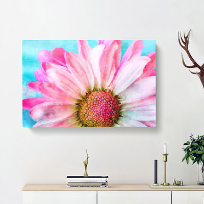 Pink Daisy Flower - Wrapped Canvas