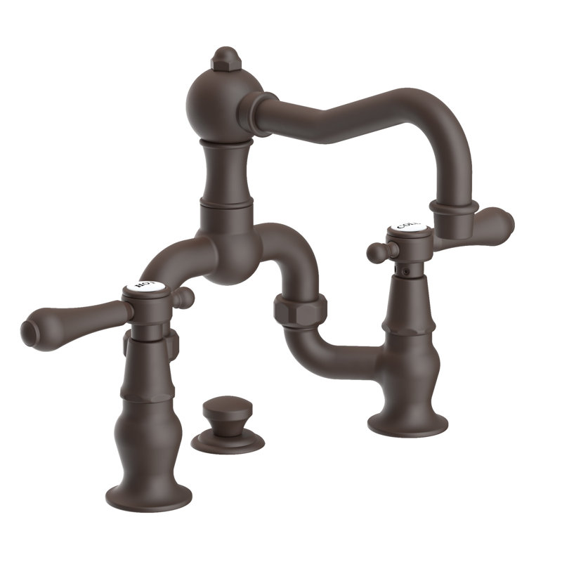 Chesterfield Bathroom Bridge Faucet with Drain Assembly, Oil Rubbed Bronze, Bridge