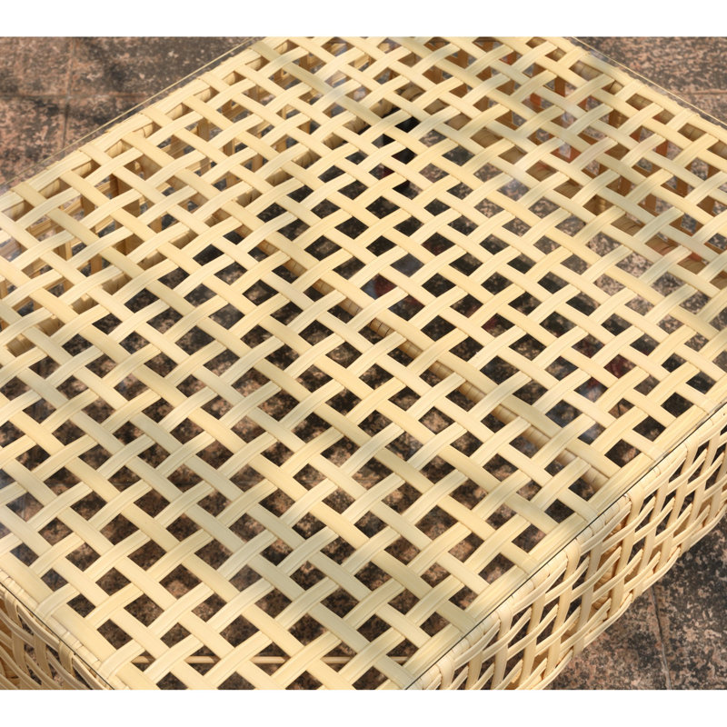 Compact Patio Tables, Aluminum Wicker Glass Modern Style For Garden