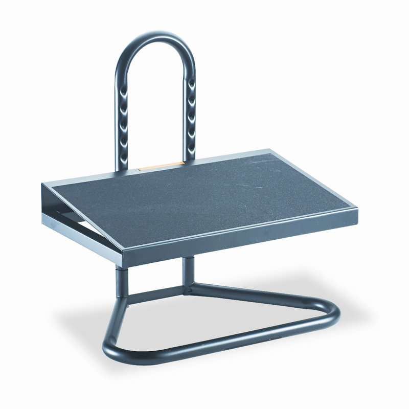 Black Adjustable Heavy Gauge Steel Footrest with Anti-Slip Surface