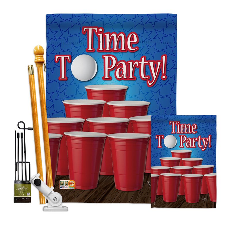 Time to Party! - Impressions Decorative 2-Sided Polyester 40 x 28 in. Flag Set