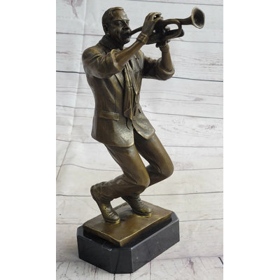 Ceyhan African American Jazz Trumpet Player Trumpeter Bronze Sculpture Statue Musician Decor