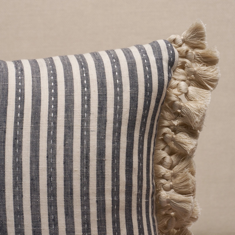Mathis Ticking Stripe Pillow, Carbon, 16" x 12"