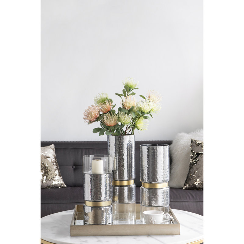 Porte-bougie argent D6x17 "Halloway - Grand, Argent, Grand