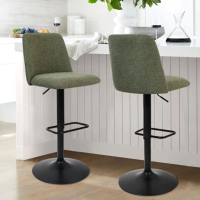 Adiza Swivel Upholstered Adjustable 24"-33" Height Round Base Counter Stool