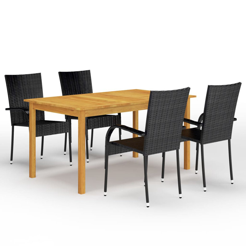 Ensemble de salle à manger rectangulaire pour 4 personnes, Noir