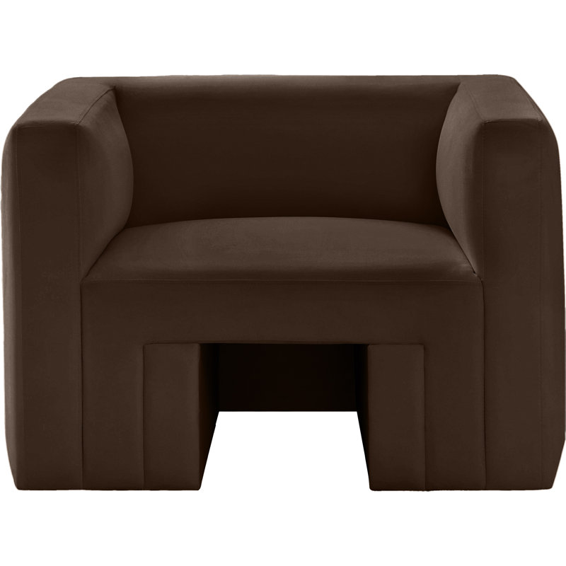 Henson 41" W Velvet Armchair, Brown Velvet