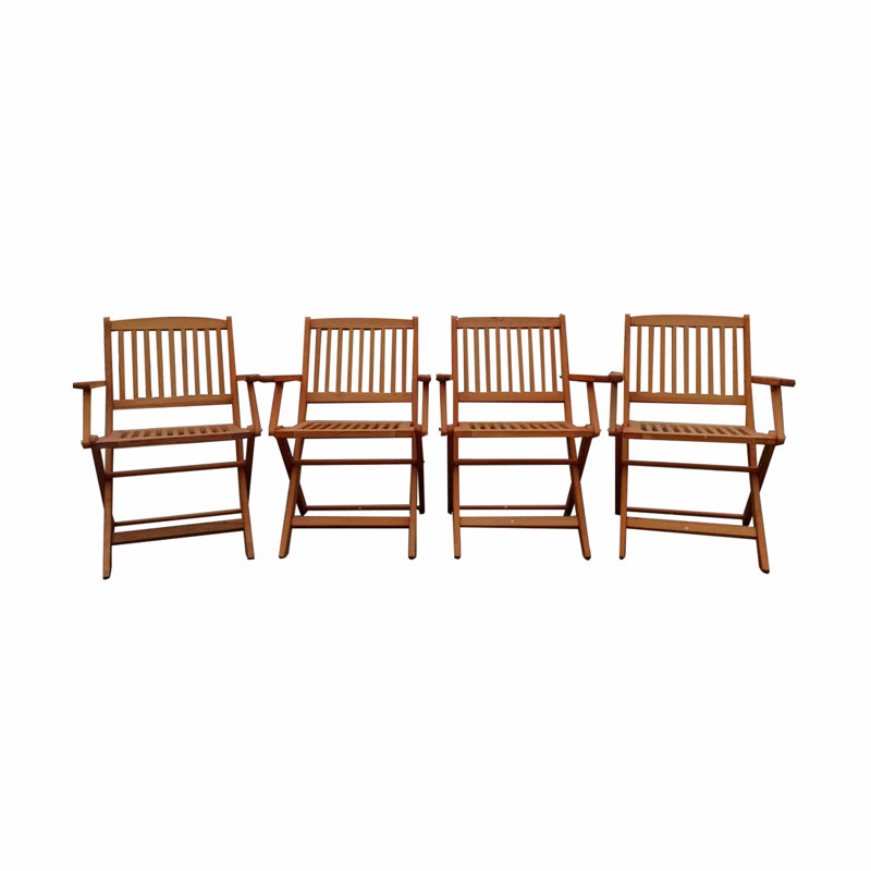 Ensemble de salle à manger pliable pour patio, 4 chaises pliantes, intérieur et extérieur universel, teck