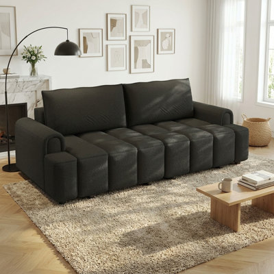 Canapé-lit convertible 3 en 1 moderne 4 places de 103 cm de large avec rangement et revêtement en polaire Sherpa