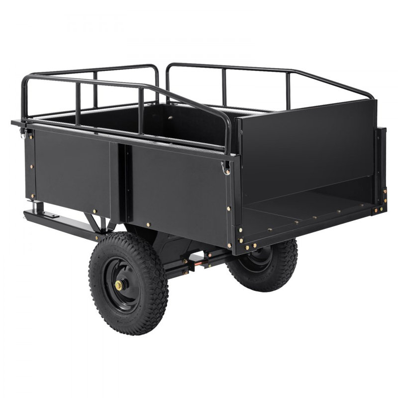 Heavy Duty ATV Trailer Steel Dump Cart, 750-Pound 15 Cubic Feet, Garden Utility