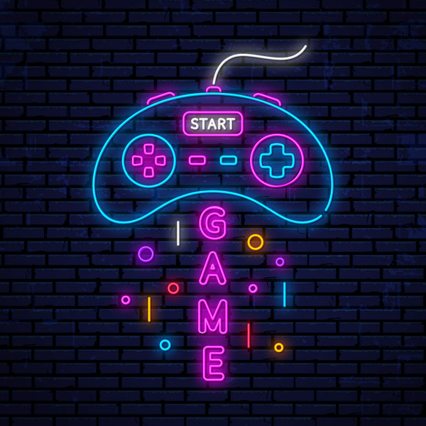 Neon Gaming Icon - Wrapped Canvas Graphic Art 17 Stories Size: 30 H x 30 W x 1.25 D