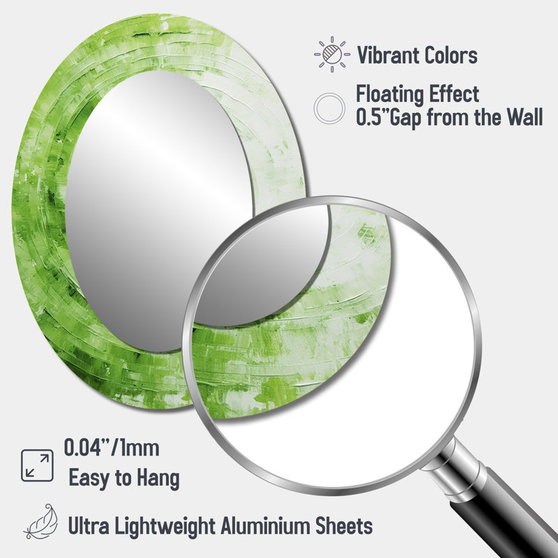 Green White Sage Spirals - Green Modern Oval Wall Mirror, 40" x 30"