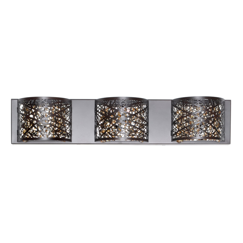 Barre d'éclairage de salle de bain 3 lumières Mascher, Bronze / cognac