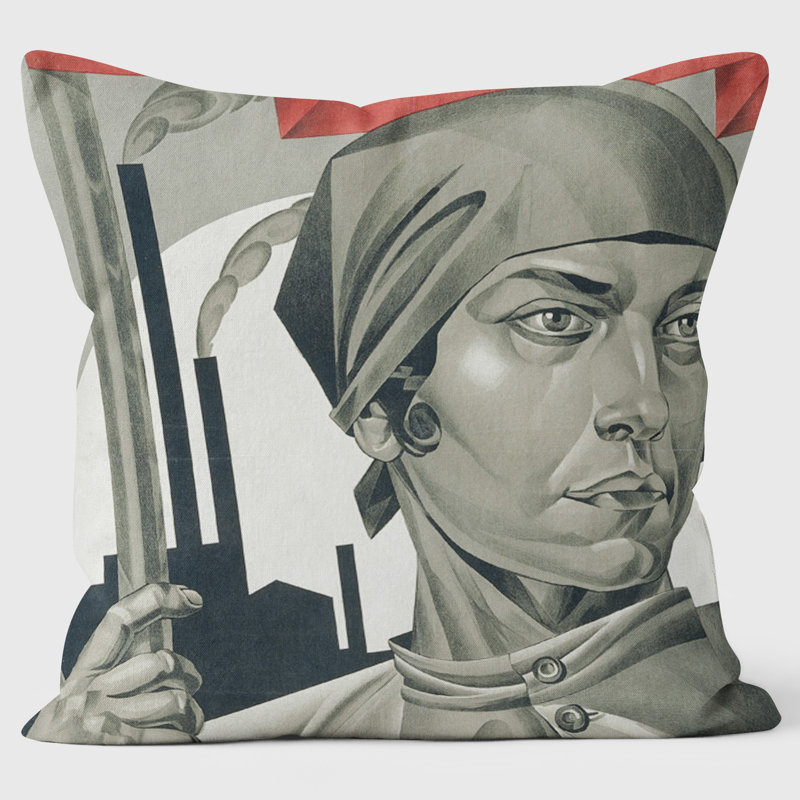 Emancipated Woman Build Socialism - Tate - the Russian Revolution Cushion