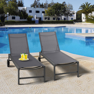 Arlenne 57.8" Long Reclining Patio Chaise Lounges by Wade Logan