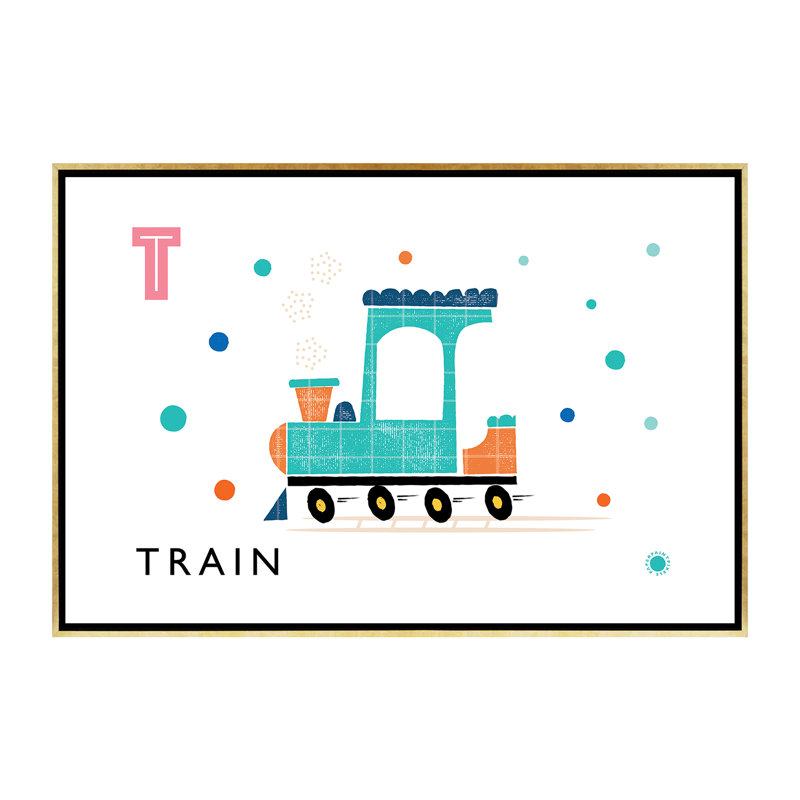 «T Is for Train» - Impression, Pas de tapis, H 40 po x l 60 po x 1,5 po, Toile encadrée d'or