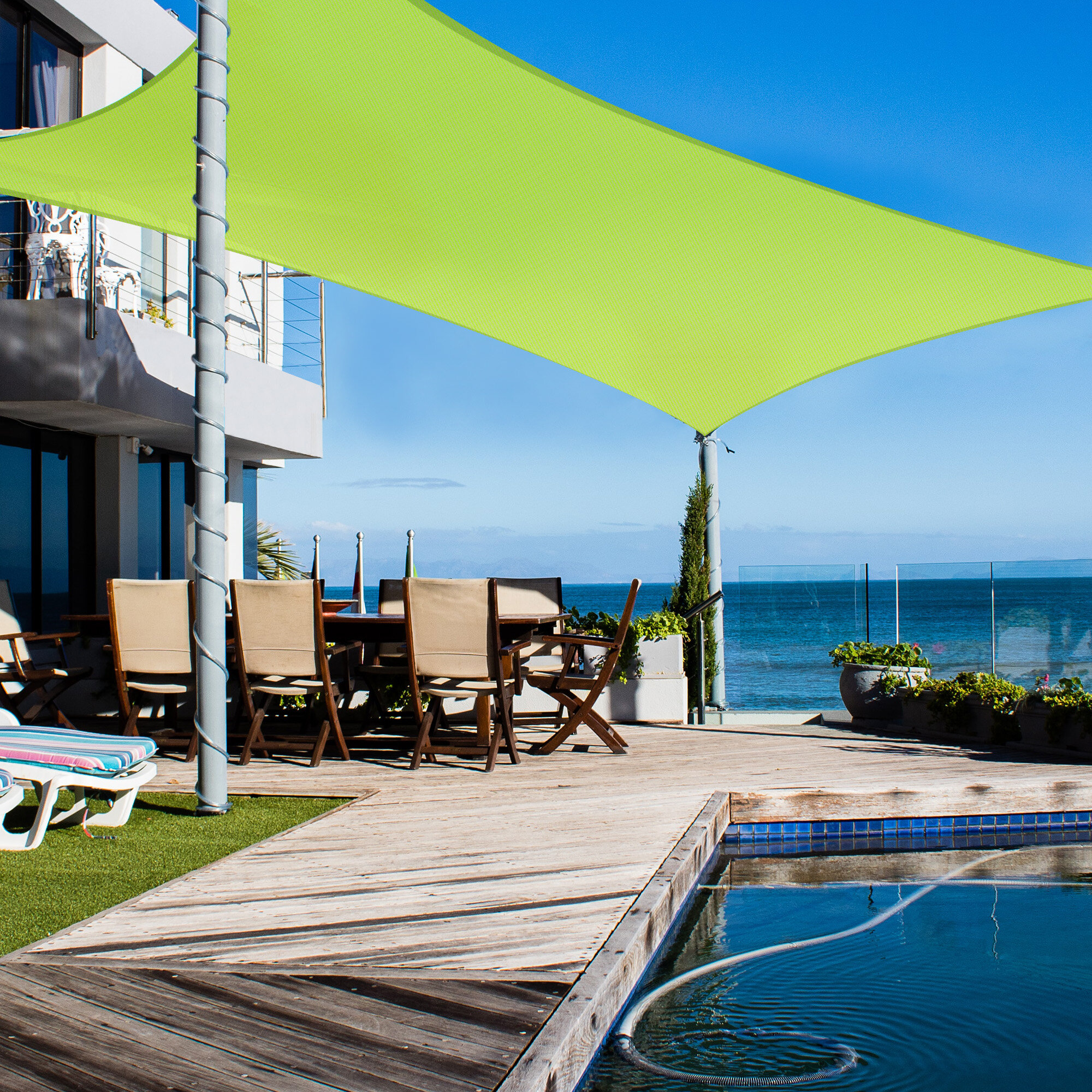 Yescom 19x13 ft 97% UV Block Rectangle Sun Shade Sail Canopy Outdoor Patio Pool Yard, Green