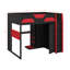 Lit mezzanine en bois avec bureau, garde-robe, tablettes à plusieurs rangements, lit de jeu avec lumière USB et RVB-815563757