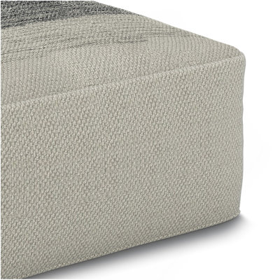 Sabella - Pouf carré extérieur / intérieur tissé - gris / blanc