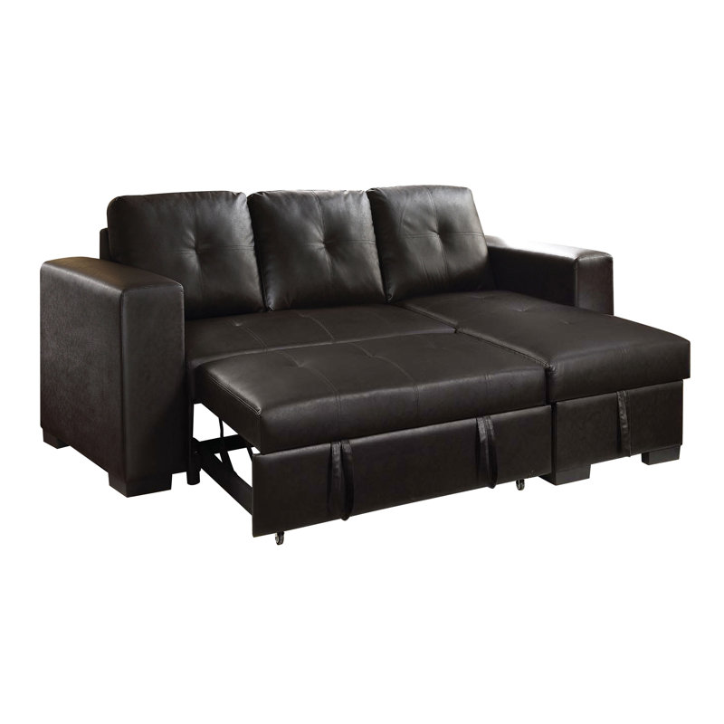 Dhabi 97.5 " Faux Leather L-Shaped Sofa Bed