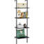 4 Tiers Metal Industrial Bookshelf,Black Wooden Tal...
