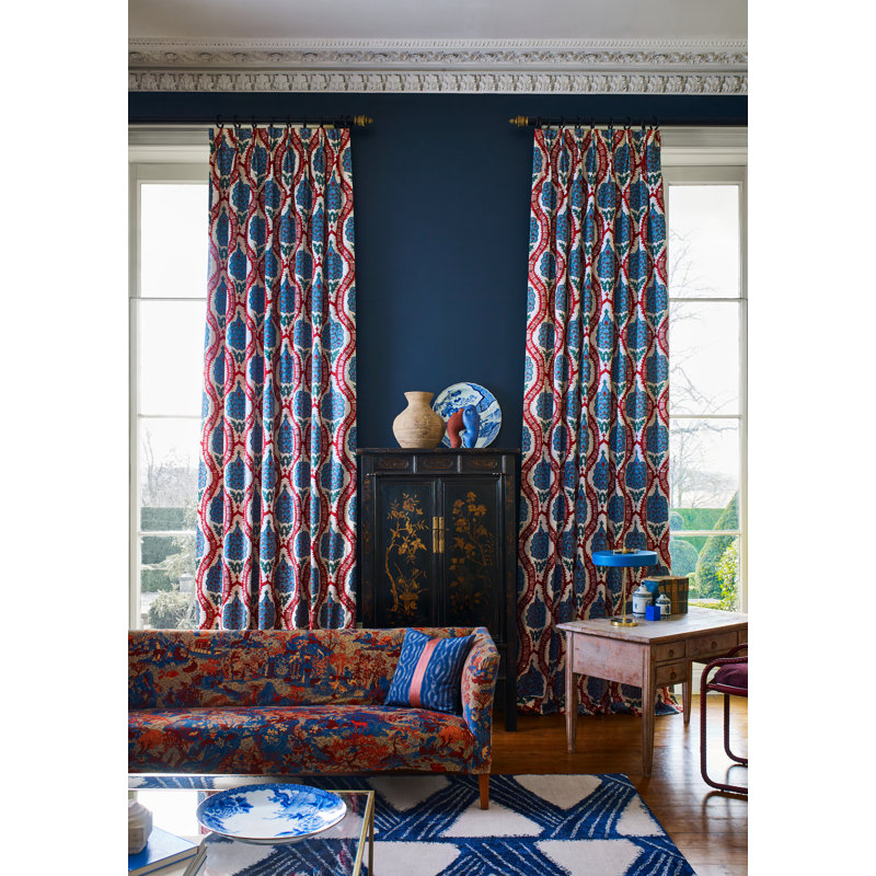 Anar Trellis Fabric, Stockholm Blue/Platinum Gray