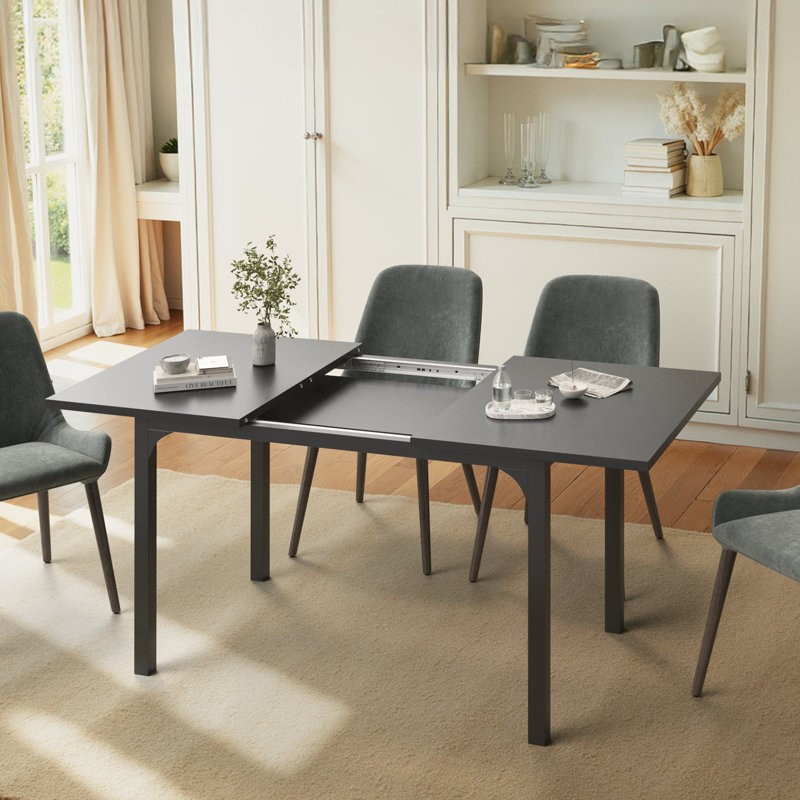 Table de salle à manger extensible 47,2 à 63 po pour 4 à 8 personnes, Noir