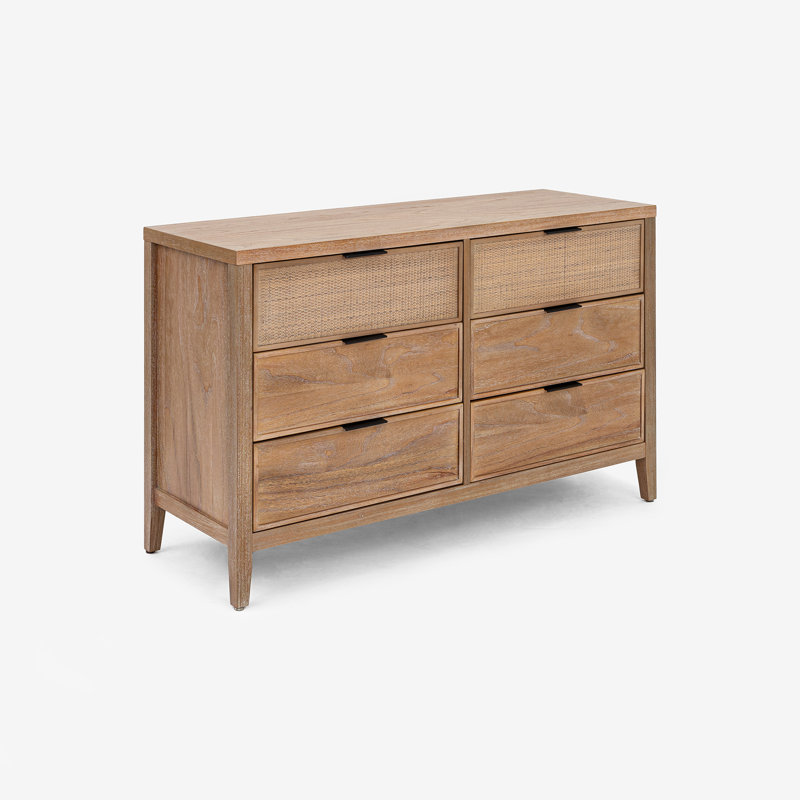 Kalana - Commode 6 tiroirs en rotin, Brun