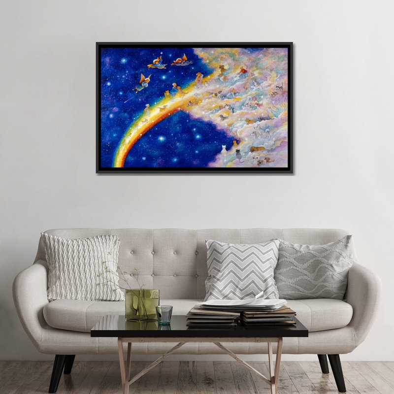 « arc-en-ciel », impression sur toile, Toile avec cadre noir, Pas de tapis, H 32 po x l 48 po x P 1,5 po