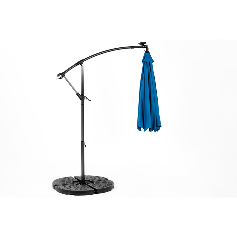 Parasol à DEL 10 pi pour divertissement dans la cour arrière - Parasol suspendu bleu foncé, base stable, Bleu très foncé