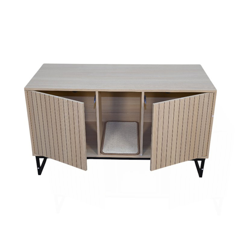 Maison de chat moderne en bois avec tapis à gratter - 47,64 po x 21,46 po x 25,98 po, 76,4 lb