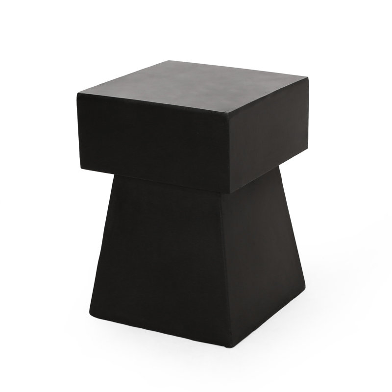 Lightweight Concrete Side Table, Modern Design, No Assembly, Black Magnesium Oxide, Pedestal Shape - 14.14in Width X 19.09in Tall Assembly Required, Design High, Contemporary