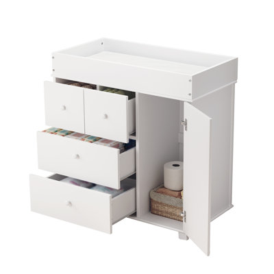 4 Drawer Baby Changing Table Dresser, Nursery Station with Nursery Storage, Baby Dresser for Nursery